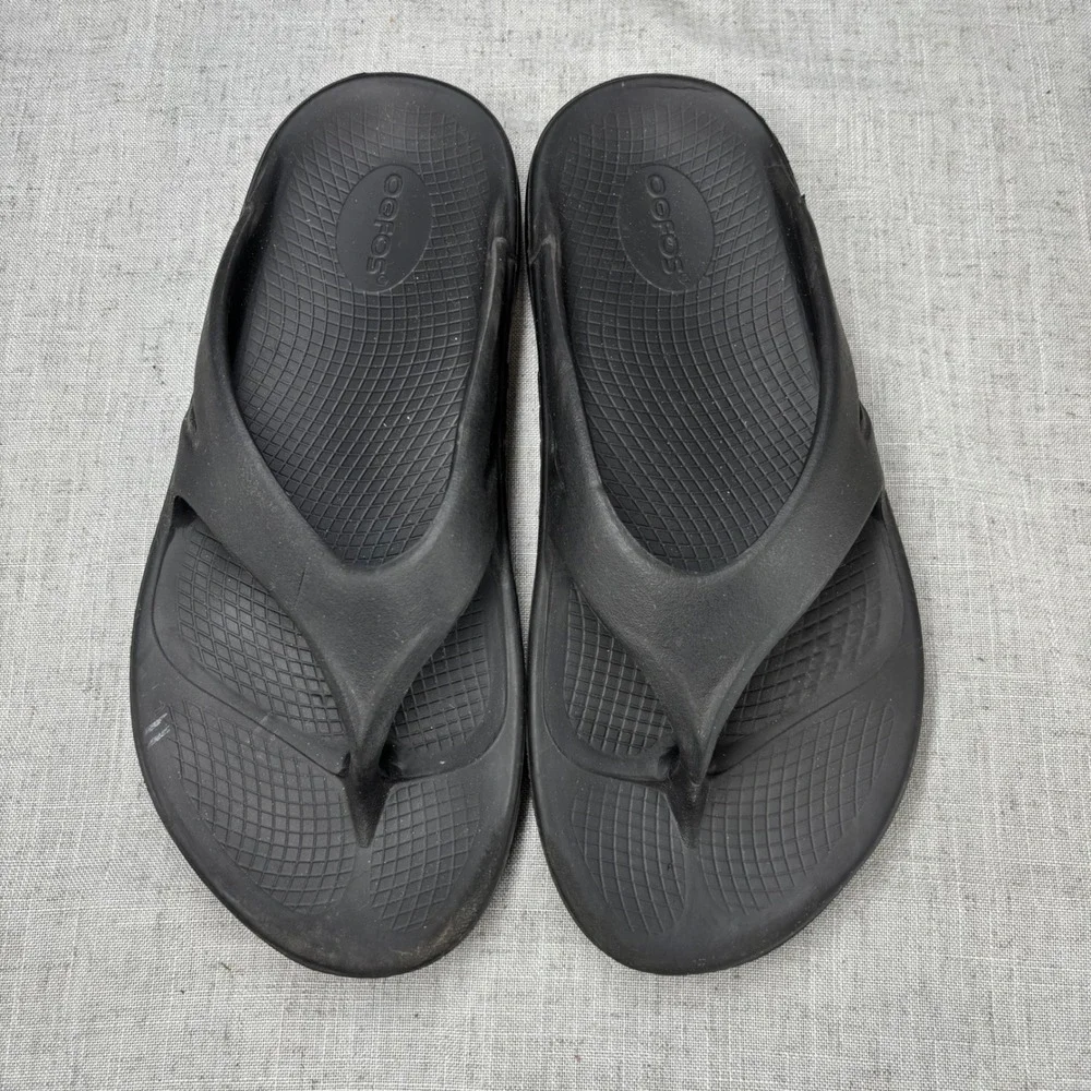 OOFOS OOriginal Recovery Sandals Black Mens 8 Womens 10 Thong Flip Flops EU 41
